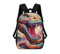sinyumoney Colorful Serpent Artwork Print Children's Backpack School Bag for Adult And Kids Travel Daypack 17inch