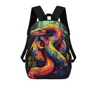 sinyumoney Colorful Serpent in Forest Kids School Backpack 3D Printed Backpacks Fashion School Bag Rucksacks for Boys Elementary And Middle School Students 17inch