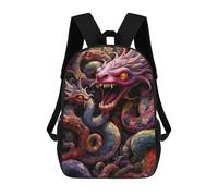 sinyumoney Colorful Serpent Mosaic 3D Printed School Bag Children's School Backpack Schoolbags Travel Backpacks Casual Fashion Bag for Kids School Students 17inch