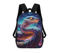 sinyumoney Colorful Serpent Night Scene Backpacks, Kids Backpack Student School Bag 3D Printed Travel Backpacks Fashion Accessory Backpack Children Waterproof School Bags 17inch