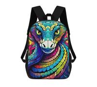 sinyumoney Colorful Serpent Portrait Backpacks 3D Printed Kids School Backpack School Bag Fashion Rucksacks for Boys Elementary And Middle School Students 17inch