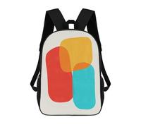 sinyumoney Colorful Shapes A8 Rucksacks 3D Printed Children Backpacks Fashion Casual Daypack Cute Travel Bags Outdoor Casual Daypack for Boy And Girl 17inch