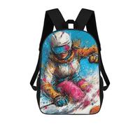 sinyumoney Colorful Skiing Adventure -1 Backpack School Bag High Secondary School Bags Casual Backpack - Perfect for Travel, Work And Daily Use 17inch