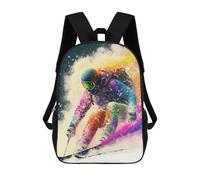 sinyumoney Colorful Skiing Adventure 3D Printed Children's School Backpack for Kids Travel Rucksacks Book Bags Kids School Bag 17inch