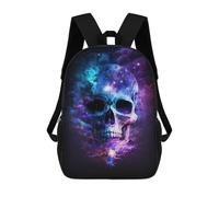 sinyumoney Colorful Skull Art Print 17 Inch School Bag Backpack Teen Schoolbag 3D Printing Adjustable Schoolbag Fashion Pocket Bag for Kids Boys Girls Students