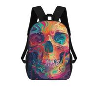 sinyumoney Colorful Skull Art Print-3 Rucksack Water Resistant Travel Backpack Computer Bag for Campus Outdoor Travel Sports 17inch