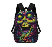 sinyumoney Colorful Skull Art Print-6 3D Printed 17inch School Bag Children's School Backpack Travel Backpacks Casual Fashion Bag for Kids School Students