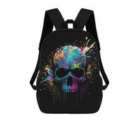 sinyumoney Colorful Skull Art Print Backpacks 3D Printed Kids School Backpack Outdoor Casual Daypack Fashion Casual Children Backpacks Cute Travel Bags 17inch