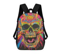 sinyumoney Colorful Skull Art Print Children's Backpacks 17inch School Backpack 3D Printed Bag Bookbag for Kids Travel Rucksacks Boy Girl Book Bags Kids School Bag