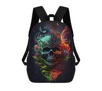 sinyumoney Colorful Skull Artwork -1 Backpack for Boys Teen Students, Girls Rucksack Bags Toddler Elementary Middle School Bookbag 17inch