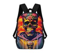 sinyumoney Colorful Skull Artwork -2 Kids Backpack,School Backpack Kids School Bag 3D Printed Cartoon Large Capacity Backpack for Kids Boys And Girls 17inch