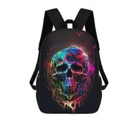 sinyumoney Colorful Skull Artwork-4 3D Printed Children's School Backpack for Kids High Capacity Travel Rucksacks Book Bags Kids School Bag Back Pack 17inch