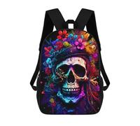 sinyumoney Colorful Skull Artwork-5 School Bag 3D Printed Children's School Backpack Casual Fashion Travel Backpacks for Kids School Students 17inch
