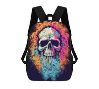 sinyumoney Colorful Skull Artwork-6 Backpack School Lightweight Airport College Students Back Pack for Men, Women & Teenage Boys 17inch