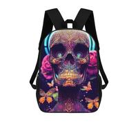 sinyumoney Colorful Skull Artwork-8 Backpack Schoolbags for Boys Girls Casual Sport Daypack Elementary Primary Large Capacity Bookbags 17inch