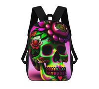 sinyumoney Colorful Skull Artwork-9 3D Printed Kids Backpacks Boys Fashion School Bag Travel Backpacks School Bags for Boys Elementary School Students 17inch