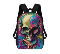 sinyumoney Colorful Skull Artwork Backpacks, Kids Backpack Student School Bag 3D Printed Travel Backpacks Fashion Accessory Backpack Children Waterproof School Bags 17inch