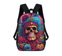 sinyumoney Colorful Skull Fantasy Art Backpack School Backpack Kids School Bag Large Capacity Kids Backpack for School Rucksack 3D Book Bag Gifts for Kids 17inch