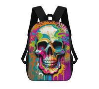 sinyumoney Colorful Skull Graffiti Art Backpack School Rucksack Casual Daypacks School Work Travel Bag for Camping Outdoor Adventures And Daily Travel 17inch