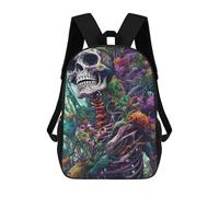 sinyumoney Colorful Skull Illustration 3D Printed Children's School Backpack for Kids High Capacity Travel Rucksacks Book Bags Kids School Bag Back Pack 17inch