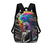 sinyumoney Colorful Skull in Suit Kids Backpacks,3D Personalized School Bookbags for Boys Girls Large Schoolbags Casual Daypack 17inch