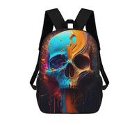 sinyumoney Colorful Skull Painting 3D Printed Children's School Backpack for Kids High Capacity Travel Rucksacks Book Bags Kids School Bag Back Pack 17inch