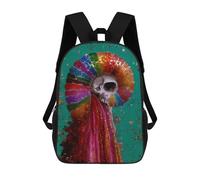 sinyumoney Colorful Skull Painting Artwork Backpack School Bag Large School Backpack for Boys - Perfect for Travel, Work And Daily Use 17inch