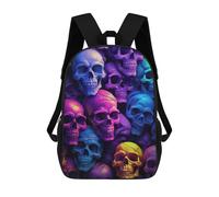 sinyumoney Colorful Skulls Collection Fashion Student School Backpack Suitable for Boys Girls Kids Casual Outdoor Travel Essential Daypack 17inch