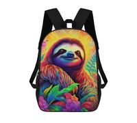 sinyumoney Colorful Sloth in Flowers School Backpack High Secondary School Bags Casual Backpack for Girls Boys Teenage 17inch
