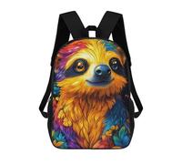 sinyumoney Colorful Sloth Portrait Animal Backpack School Bag School Secondary High School College Backpack Travel for Boys/Girls/Teenagers 17inch