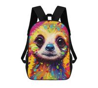 sinyumoney Colorful Sloth Portrait Kids Backpack, Backpack School Bag, Backpacks Kids School 3D Printed School Bags for Elementary And Middle School Students Teens Birthday Gift 17inch