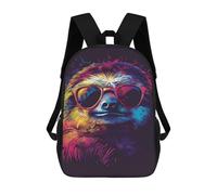 sinyumoney Colorful Sloth Sunglasses Art Print Children's Backpacks 17inch School Backpack 3D Printed Bag Bookbag for Kids Travel Rucksacks Boy Girl Book Bags Kids School Bag