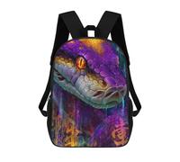 sinyumoney Colorful Snake Portrait with Asian Symbols 3D Printed 17inch School Bag Children's School Backpack Travel Backpacks Casual Fashion Bag for Kids School Students