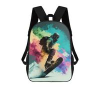 sinyumoney Colorful Snowboarder Art Backpacks 3D Printed Kids School Backpack School Bag Fashion Rucksacks for Boys Elementary And Middle School Students 17inch