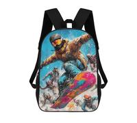 sinyumoney Colorful Snowboarding Action School Bags Large Water Resistant Laptop Backpack - Perfect for Travel, Work And Daily Use 17inch