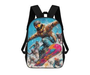 sinyumoney Colorful Snowboarding Action School Bags Large Water Resistant Laptop Backpack - Perfect for Travel, Work And Daily Use 17inch
