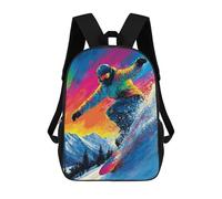 sinyumoney Colorful Snowboarding Adventure-1 Children's Backpack, Schoolbag Large Capacity Students Bookbag Rucksack Knapsack for Boys Girls Adults Teen 17inch
