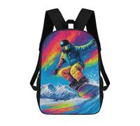 sinyumoney Colorful Snowboarding Adventure Kids Backpack, Backpack School Bag, Backpacks Kids School 3D Printed School Bags for Elementary And Middle School Students Teens Birthday Gift 17inch