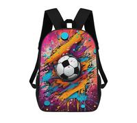 sinyumoney Colorful Soccer Ball Art -3 Kids Backpack,School Backpack Kids School Bag 3D Printed Cartoon Large Capacity Backpack for Kids Boys And Girls 17inch