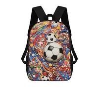 sinyumoney Colorful Soccer Ball Artwork 3D Printed Children's School Backpack for Kids Travel Rucksacks Book Bags Kids School Bag 17inch