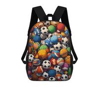 sinyumoney Colorful Soccer Ball Collection 3D Printed School Bag Children's School Backpack Schoolbags Travel Backpacks Casual Fashion Bag for Kids School Students 17inch