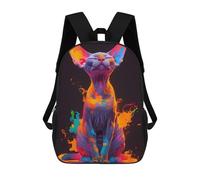 sinyumoney Colorful Sphynx Cat Portrait Backpack School Secondary Causal Travel High School Bags for Men/Women 17inch