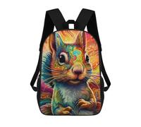 sinyumoney Colorful Squirrel Artwork-2 Backpack for Boys Teen Students, Girls Rucksack Bags Toddler Elementary Middle School Bookbag 17inch