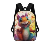 sinyumoney Colorful Squirrel Artwork 3D Printed Children's School Backpack for Kids Travel Rucksacks Book Bags Kids School Bag 17inch