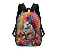 sinyumoney Colorful Squirrel Artwork Kids Backpacks,3D Personalized School Bookbags for Boys Girls Large Schoolbags Casual Daypack 17inch