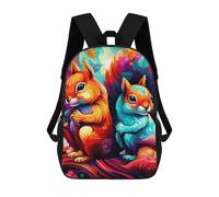 sinyumoney Colorful Squirrels in Autumn Kids Backpack,School Backpack Kids School Bag 3D Printed Cartoon Large Capacity Backpack for Kids Boys And Girls 17inch