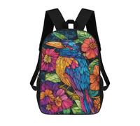 sinyumoney Colorful Stained Glass Bird 3D Printed 17inch Kids School Bag Rucksacks Children's School Fashion Casual Back Pack High Capacity Travel Book Bags