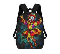 sinyumoney Colorful Stained Glass Clown Art Backpack School Large School Backpack for Boys for Teenage Girls Boys Women Men 17inch