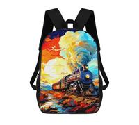 sinyumoney Colorful Steam Train Landscape Backpack School Bag Business Durable Laptop Bag- Perfect for Travel, Work And Daily Use 17inch