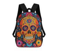 sinyumoney Colorful Sugar Skull Art Print-3 Children's School Backpack Fashion Casual 17inch 3D Printed School Bags Boy School Backpack Large Backpack